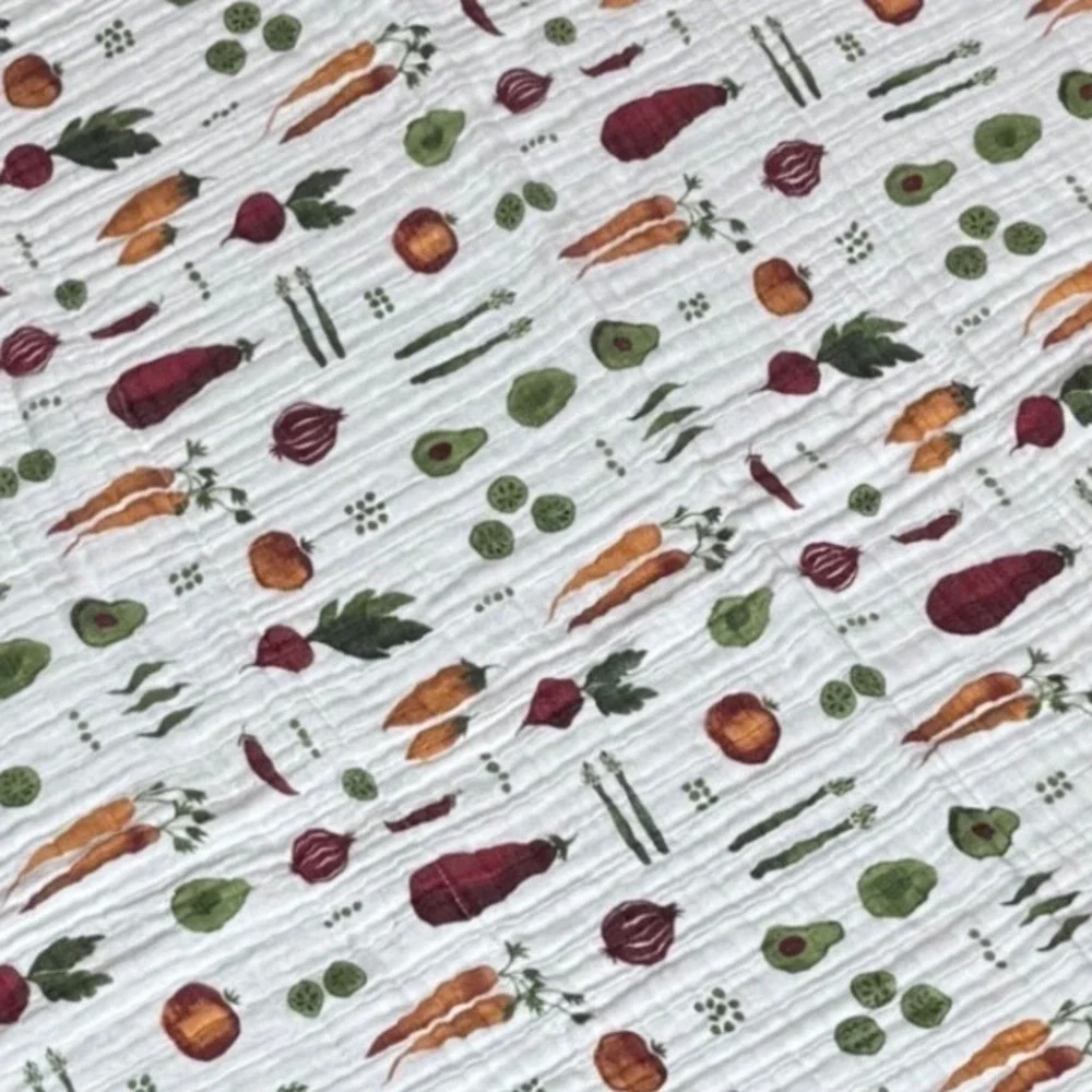 Little Unicorn Cotton Muslin Quilt Garden Vegetable Reversible Blanket 47x47
